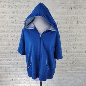 Cato Womens jacket 22W 24W Hoodie Short Sleeve Pockets Crew Neck BLU24E